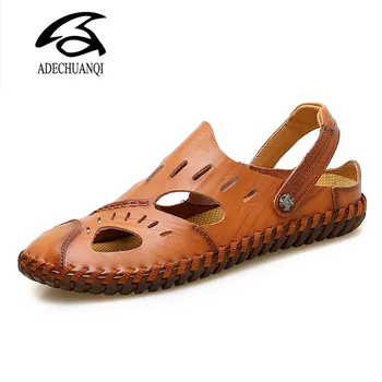 

Summer Sandals Men Leather Classic Roman Sandals Slipper Outdoor Sneaker Beach Rubber Flip Flops Men Water Trekking Sandals