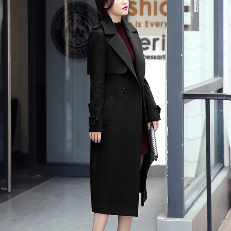 RUGOD зимнее пальто с поясом женское теплое шерстяное пальто длинное женское кашемировое пальто Европейская мода куртка Верхняя одежда Casaco Feminino
