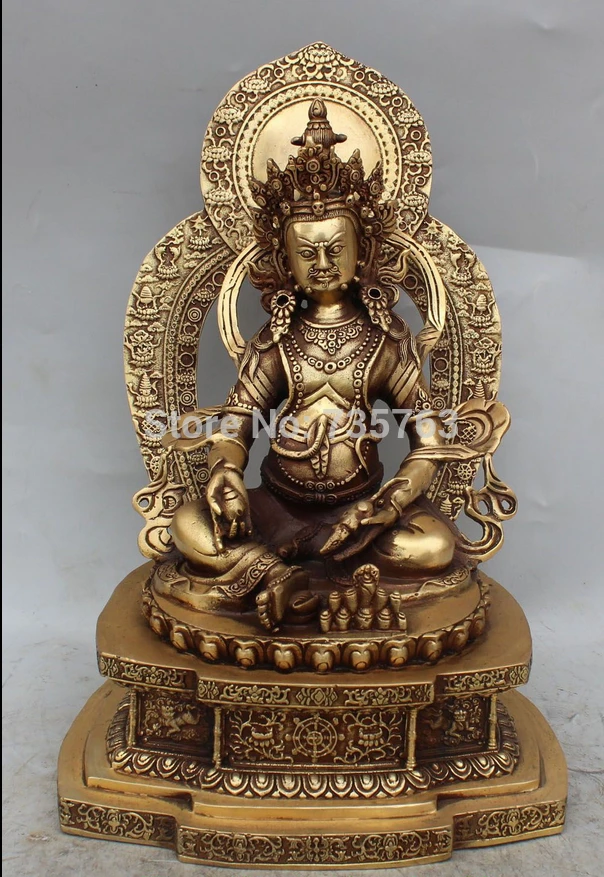 

0013108 11 Chinese Tibet Tibetan Buddhism Wealth God Yellow Jambhala Buddha Statue