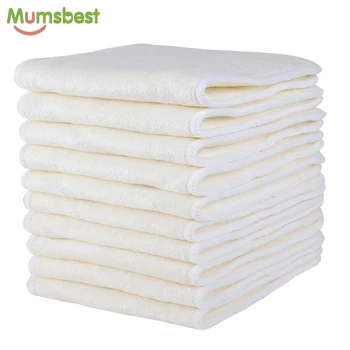 

[Mumsbest]10Pcs 4 Layers Bamboo & Microfibre Inserts For Baby Cloth Diaper Cover Reusable Washable Liners For Pocket Cloth Nappy