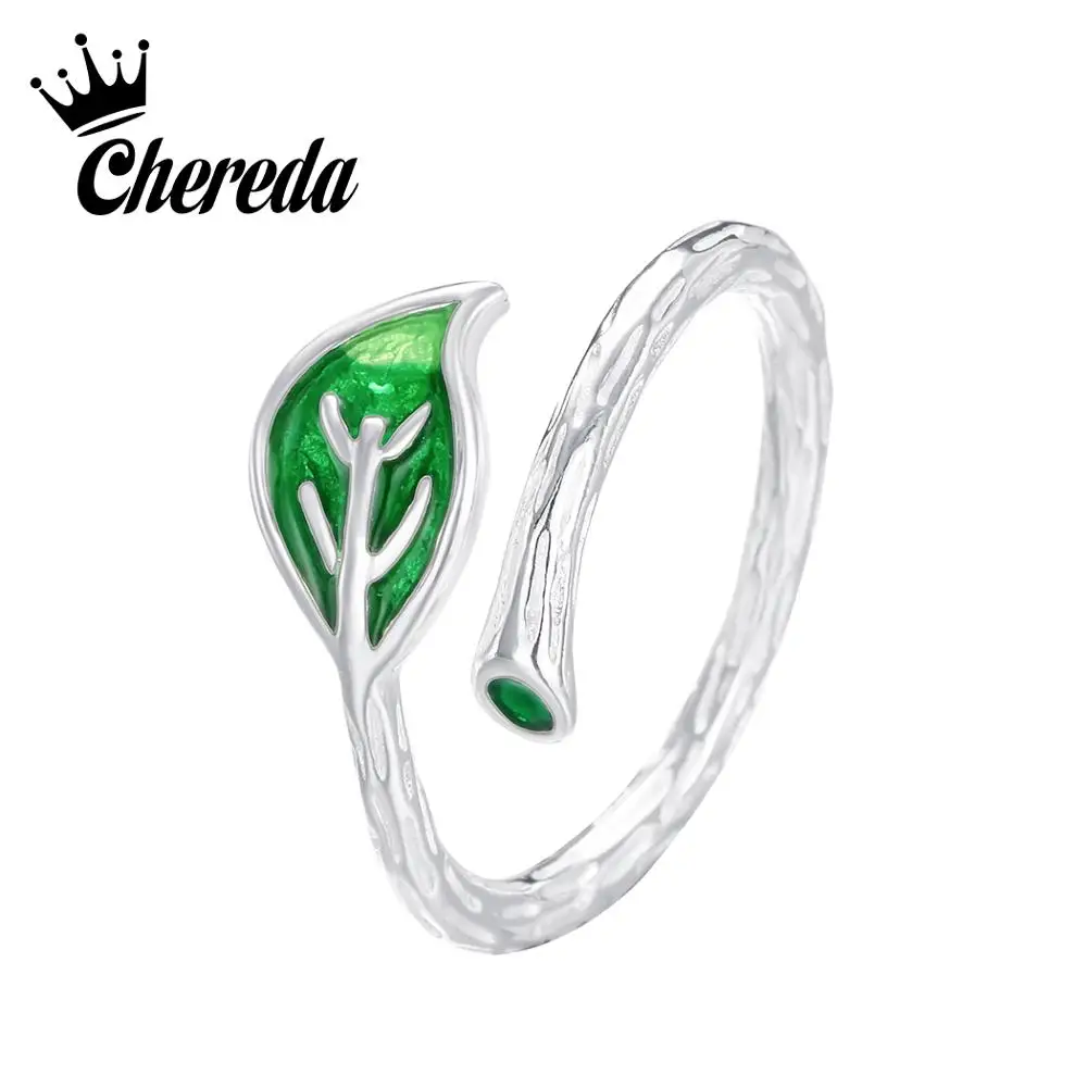 Chereda Vintage Leaf Rings for Women Adjustable Small Plant Finger Ring Classic Jewelry Wedding bague anillos | Украшения и