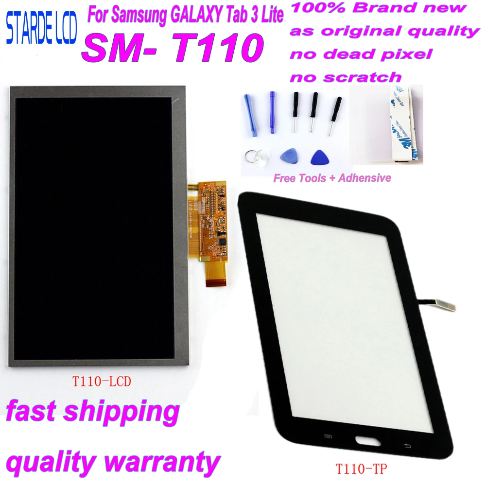 

STARDE Replacement LCD for Samsung Galaxy Tab 3 Lite 7 Inch T110 SM-T110 Wifi Version LCD Display Touch Screen Digitizer Sense