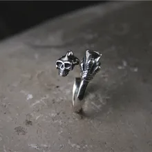 Skeleton Cocktail Rings 925 Sterling Silver 2 Layer Open Skull Head Claw Biker Rings Men Punk Gothic Jewelry Gifts Skeleton Cocktail Rings 925 Sterling Silver 2 Layer Open Skull Head Claw Biker Rings Men Punk Gothic Jewelry Gifts