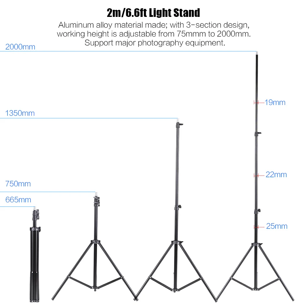 ZUOCHEN 2-Pack светильник для фотосъемки 79 дюймов сверхмощный опорный стенд для фотостудии софтбокс, зонтик, стробоскоп светильник