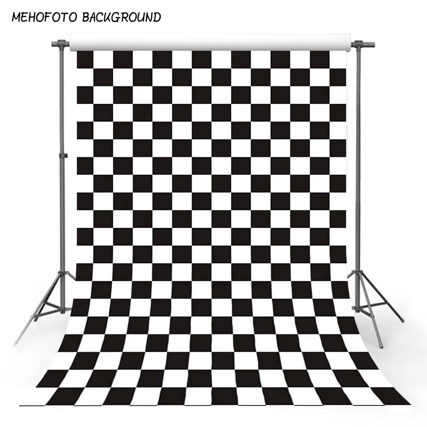 MEHOFOTO Vinyl Photography Background Black and White Box Pattern