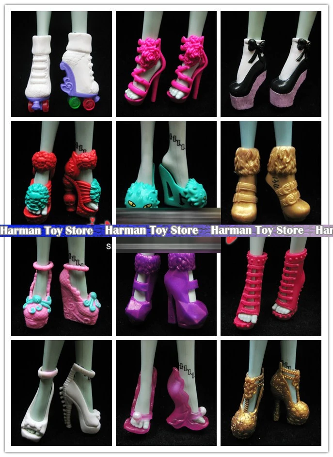 8 Pairs Lot Fashion Shoes For Monster Dolls Beautiful Mixed Style Shoes Random sent Doll