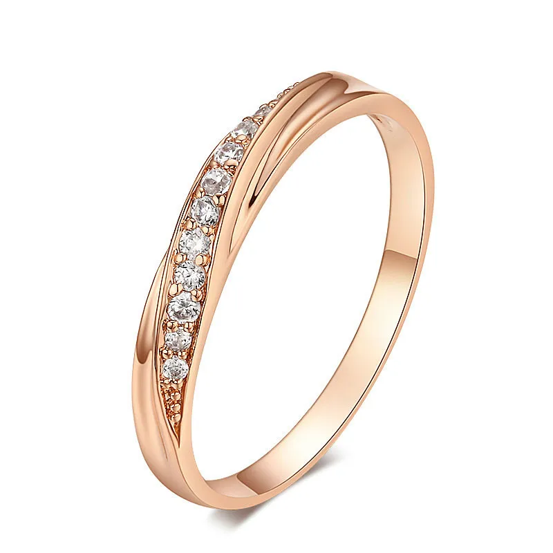 

2018 Simple Crystal Ring Rose Gold Color Rings For Women Engagement Rings For Female Jewelry For Ladies Finger Ring Accessories