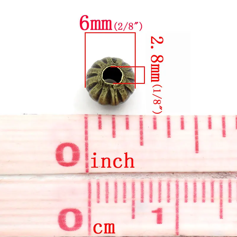 Doreen коробка разделительные бусины Тыква античная бронза 6 мм диаметр, отверстие: Приблизительно 1,9 мм, 200 шт(B25271