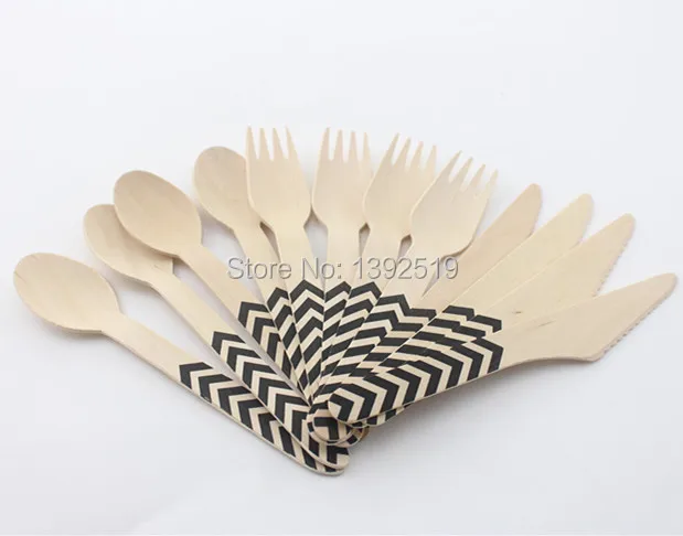 Promotional 1440pcs Printed Wooden Cutlery Set Wholesale Wedding