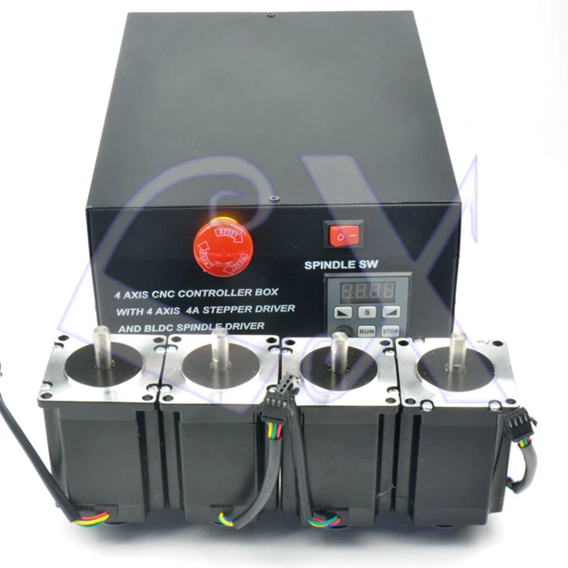 4 Axis 125KHz CNC Control Box + 4pcs 57X76 motor kit CNC Milling ...