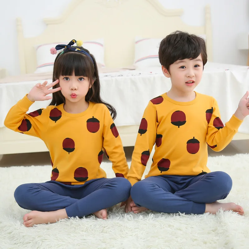 Autumn Winter Kids Pajamas Sets Baby Girl Clothes Boys Pyjamas Girls Pijamas Baby Sleepwear Children's Long Sleeve T-shirt+Pants - Цвет: Y-14