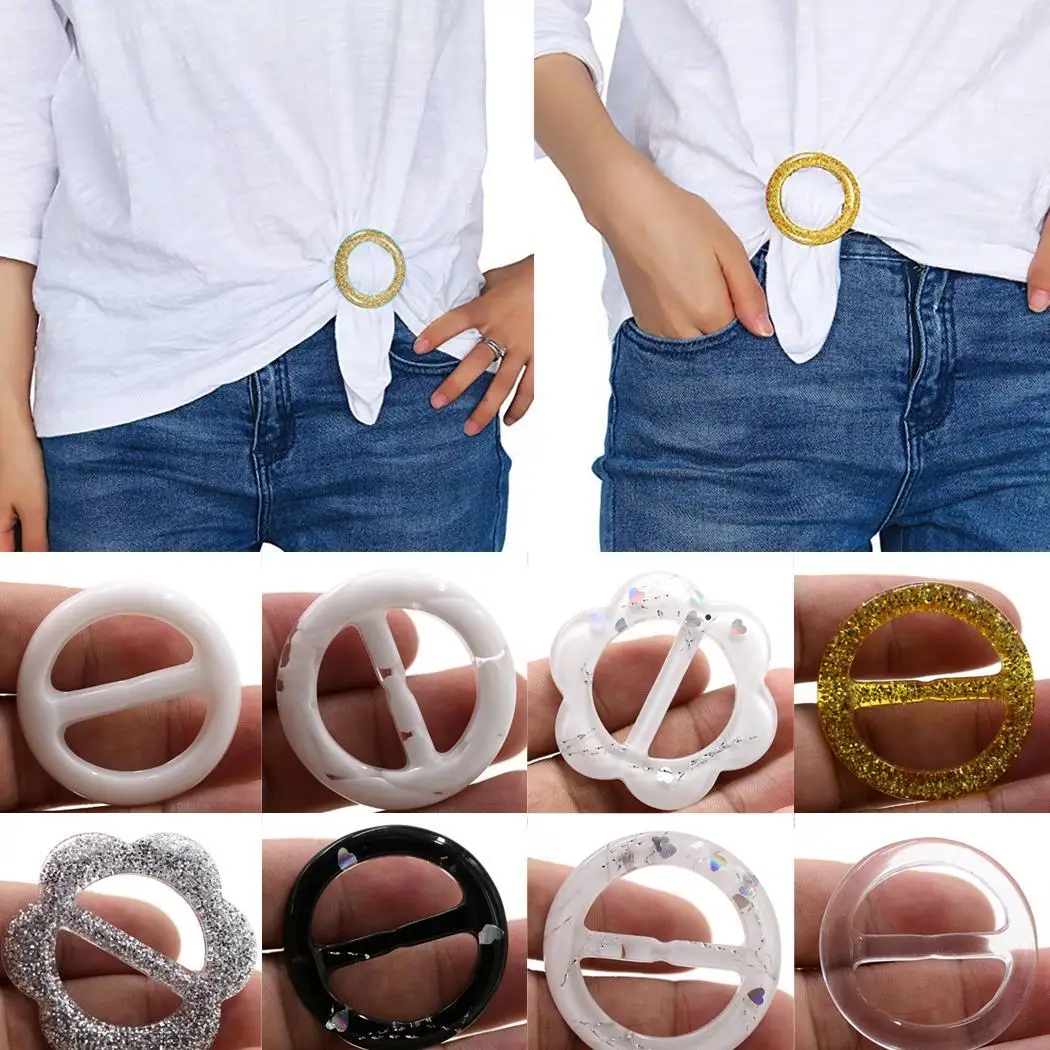 

Belt Windbreaker Coat Round Button Ring T-shirt Clip Ring Pattern 1-9 with Casual Assorted Colors Fashion