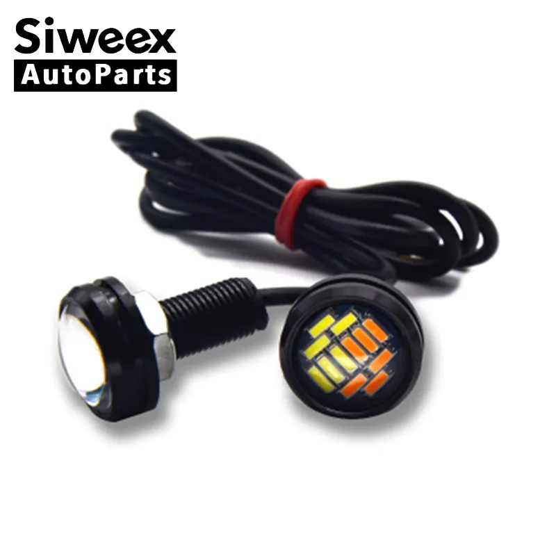

2 PCS 23mm 4014 12 smd Eagle Eye Light White Yellow Day time Running Spot Signal Lamps Backup Car Led Parking Light DC 12V