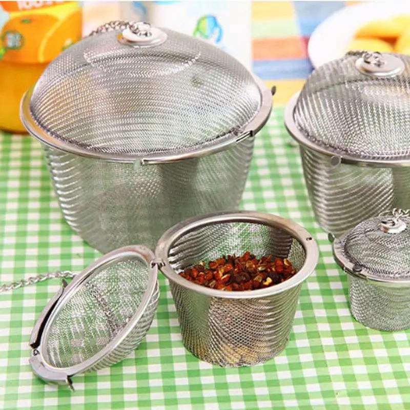 

Stainless Steel Soup Taste Spice Box Basket Brine Hot Pot Slag Separation Colander Strainers Cooking Tools