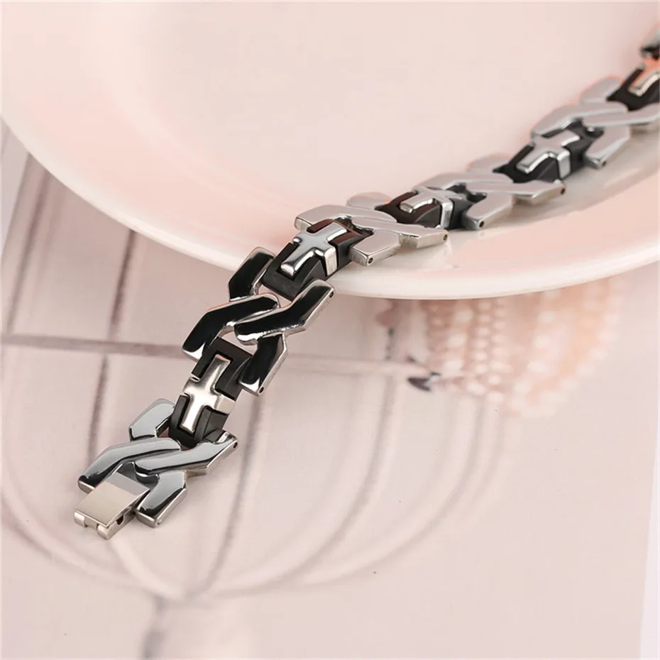 Hot Sale Simple Geometric Shape Link Chain Men Stylish Jewelry Cool Charms Bracelet Stainless Steel Punk Bangle (6)