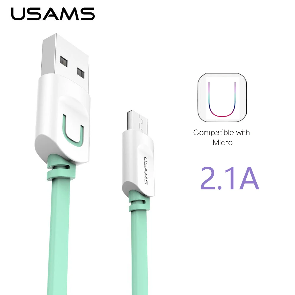  USAMS Micro USB Cable 2.1A 1m Fast Charger USB Cable for Samsung Galaxy Micro USB Date Mobile Phone Cables 