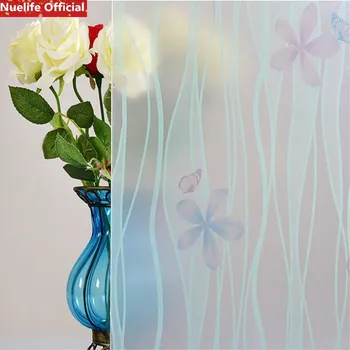 

Blue butterfly flower Pattern Self-adhesive Glass film Living Room Bedroom Office Bathroom Restaurant Living Room Glass film