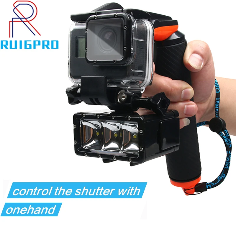 Liukouu Dual Handheld Stabilizer for Hanging Flash Flash Equipment Diving Flashlight with Two Handle Bars Non-Slip Shutter Trigger Metal Sports Camera Holder 