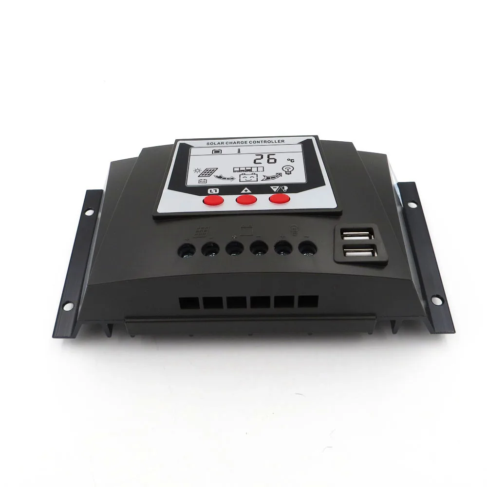 

60/50/40/30/20/10A LCD display solar charger seale AGM GEL Iron li-ion lithium battery PWM solar charge controller USB 5V