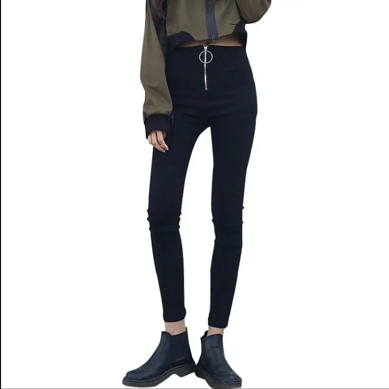 

Autumn new skinny ring zipper pencil pants