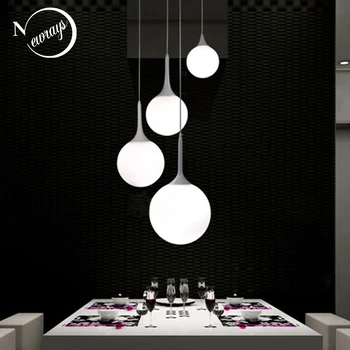 

Modern simple white glass ball pendant light LED E27 loft hanging lamp with 6 size for living room restaurant bedroom lobby cafe