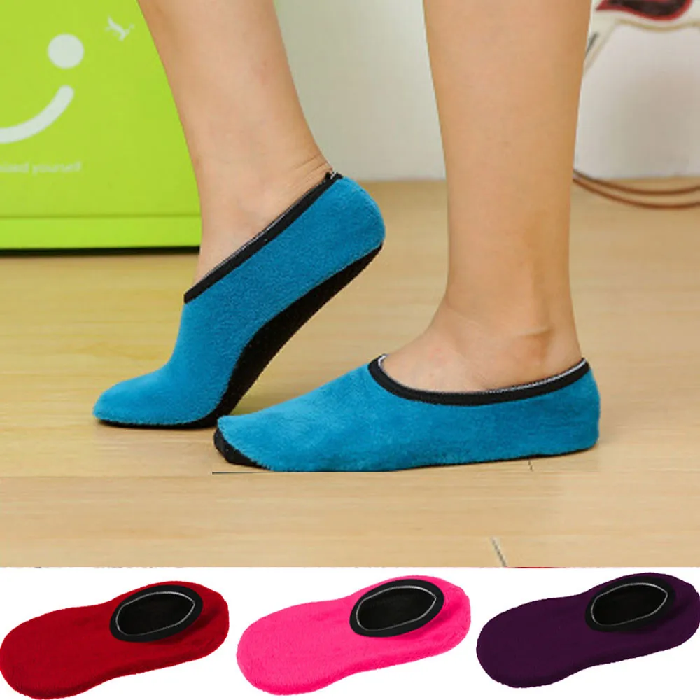 New socks Women Girls Non Slip Slipper Fleece Warm Gripper Slippers