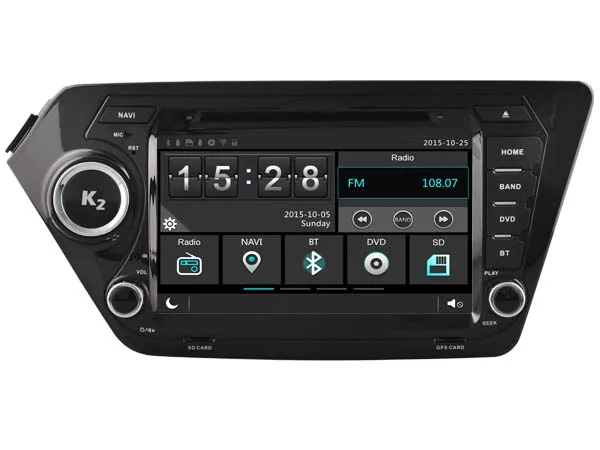 Excellent 1024*600 HD car dvd player GPS Navigation for Kia K2 RIO headunit autoradio with multimedia bluetoothMAP free rearview CAMERA 1