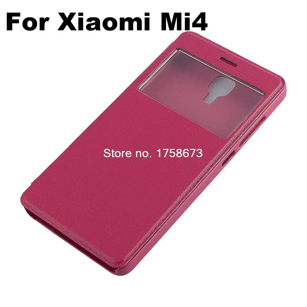 Slim flip Cover Phone Case with Stand function For Xiaomi Xiao MI M 4 4th Mi4 M4  view Window Battery Housing back cover Case