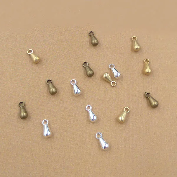 3x5mm Multi color Plated Brass Extender Chain Tear Drop End Beads