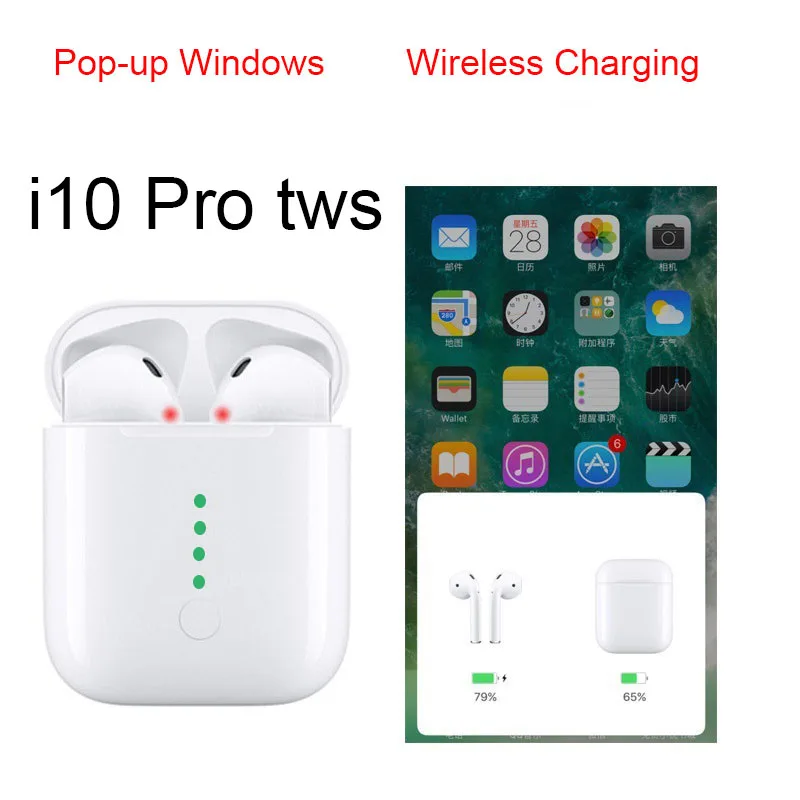 

i10 pro tws Bluetooth Earphones Pop-up Window Auto Pairing Wireless Charging Earbuds Headphones Touch Control PK i10 i12 TWS
