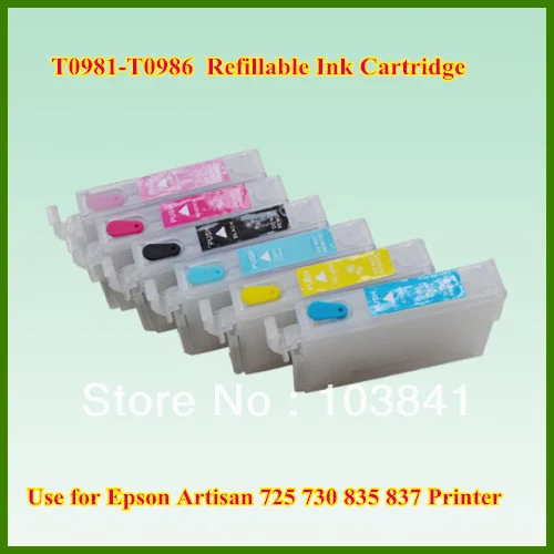 T0981 T0982 T0983 T0984 T0985 T0986 перезаправляемый картридж для epson artisan 725 730 835 837 заправка картриджа с чипом