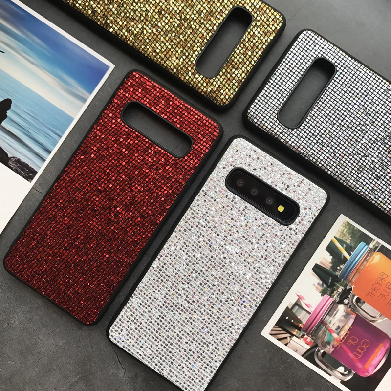 Чехол для Samsung Galaxy S10 Plus с кольцом телефона 360 блестящий чехол со стразами S10e S8 S9 Note
