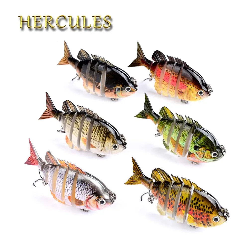 

Hercules 8cm 3D Eyes Multi Sections 6 Segments Fishing Lure Treble Hook 6 Jointed Swimbait Crankbait Isca Artificial Hard Bait
