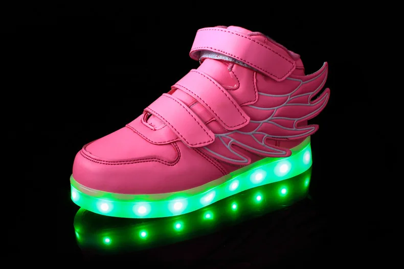 Детская обувь; Chaussures Led Enfants; Зарядка через usb; детская обувь; светильник; Детские светящиеся кроссовки; обувь для девочек и мальчиков; 25-37 - Цвет: Розовый