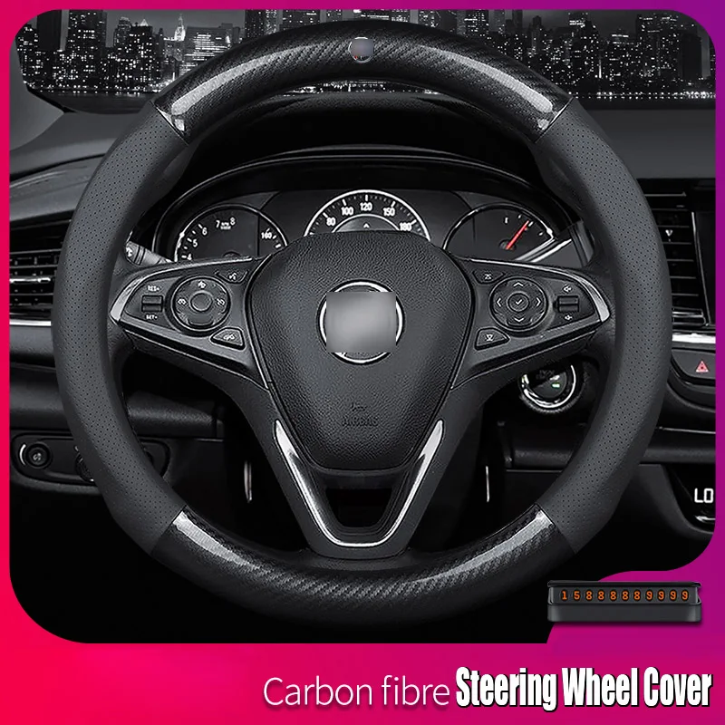 

Universal 15 inch Size M Carbon Fiber Leather Non-slip breathable Car Steering Wheel Cover For Buick Series