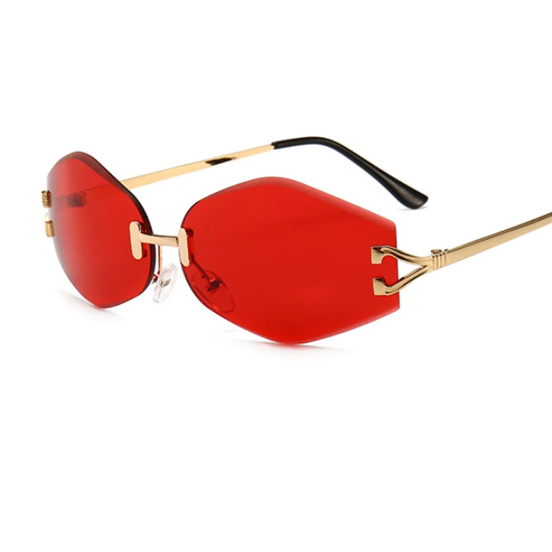 Fashion Retro Metal Rimless sunglasses Women square Rectangle