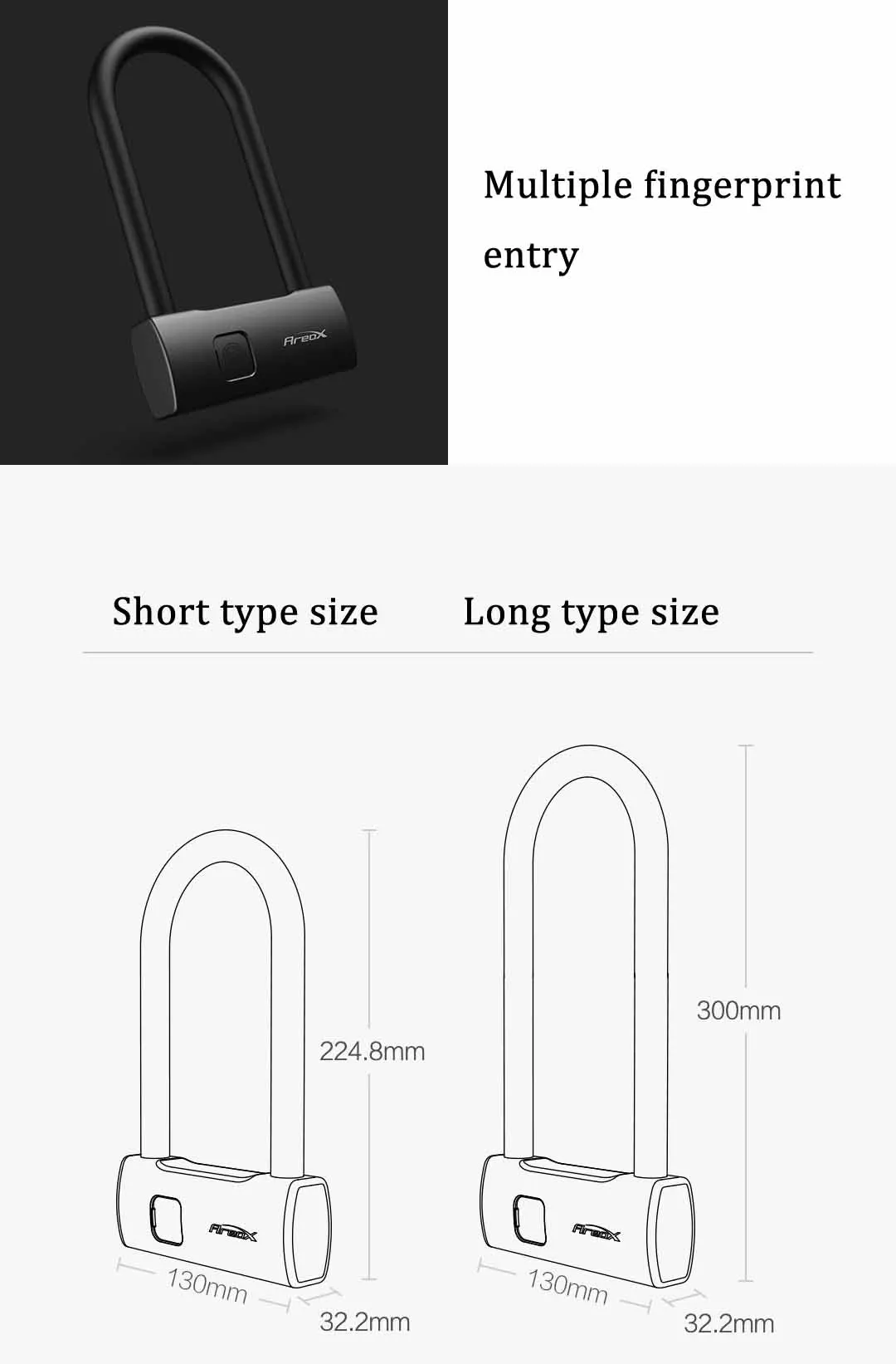 Xiaomi Mijia AreoX умный отпечаток пальца U блокировка Локер пароль водонепроницаемый для раздвижной двери автомобиля мотоцикла велосипеда замок окна