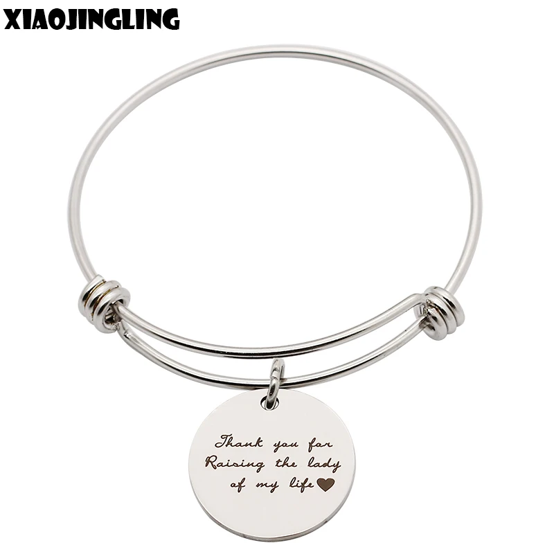 

XIAOJINGLING Fashion Women Bangle 'Thank you for Raising the Lady of my Life' Bangle Bracelet Women Jewelry Mother-in-law Gifts