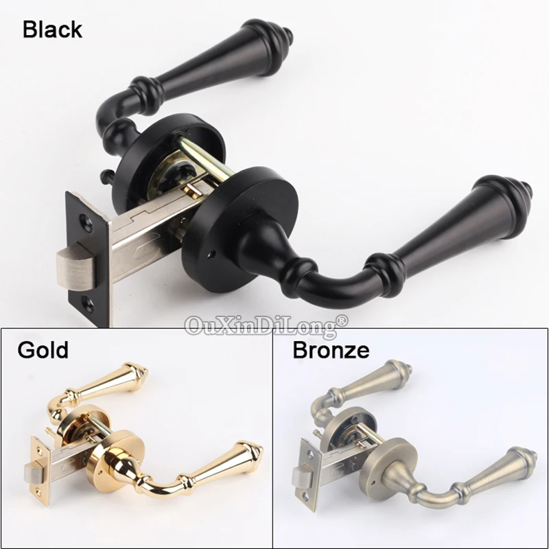 Top Designed European Silent Door Lock Set Interior Entry Living Room Bedroom Bathroom Door Lever Lock Gold/Black/Bronze