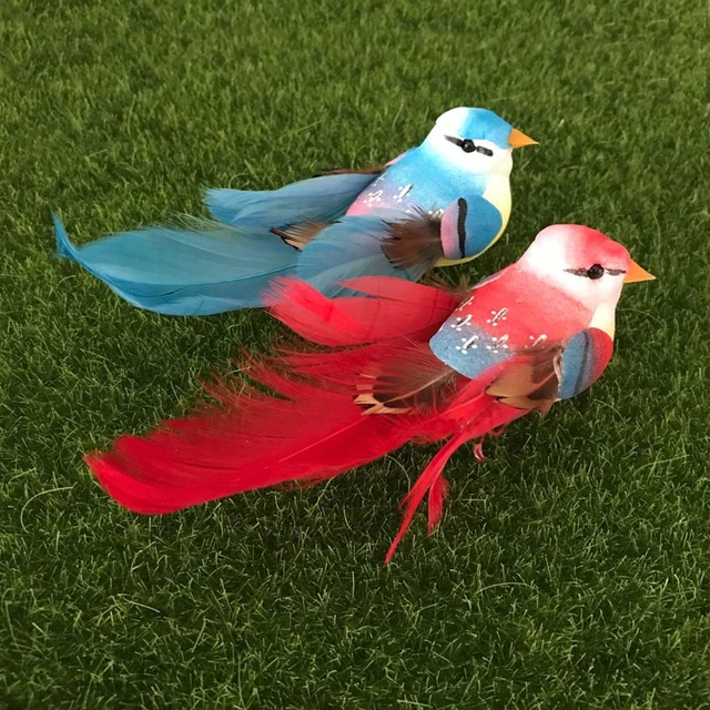 2pcs/12*3.2*3.5CM,Artificial real Feathers Foam Birds,Mini Fake Craft Birds  For wedding Birthday Party table room Decoration - AliExpress