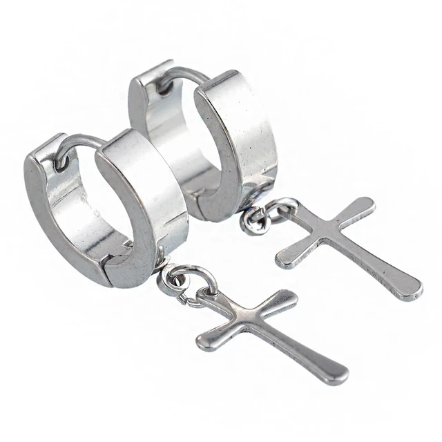 Lasperal New Earrigs Women Men Punk Rock Ear Jewelry Silver Gold Lasperal New Earrigs Women Men Punk Rock Ear Jewelry Silver Gold Color Cross Earrings Stainless Steel