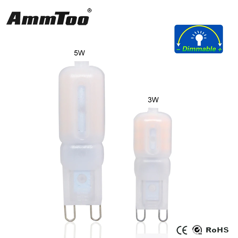 Dimmable G9 Светодиодная лампа 3 Вт 5 ac220в SMD2835 Свеча для хрустальной люстры Замена 50 100