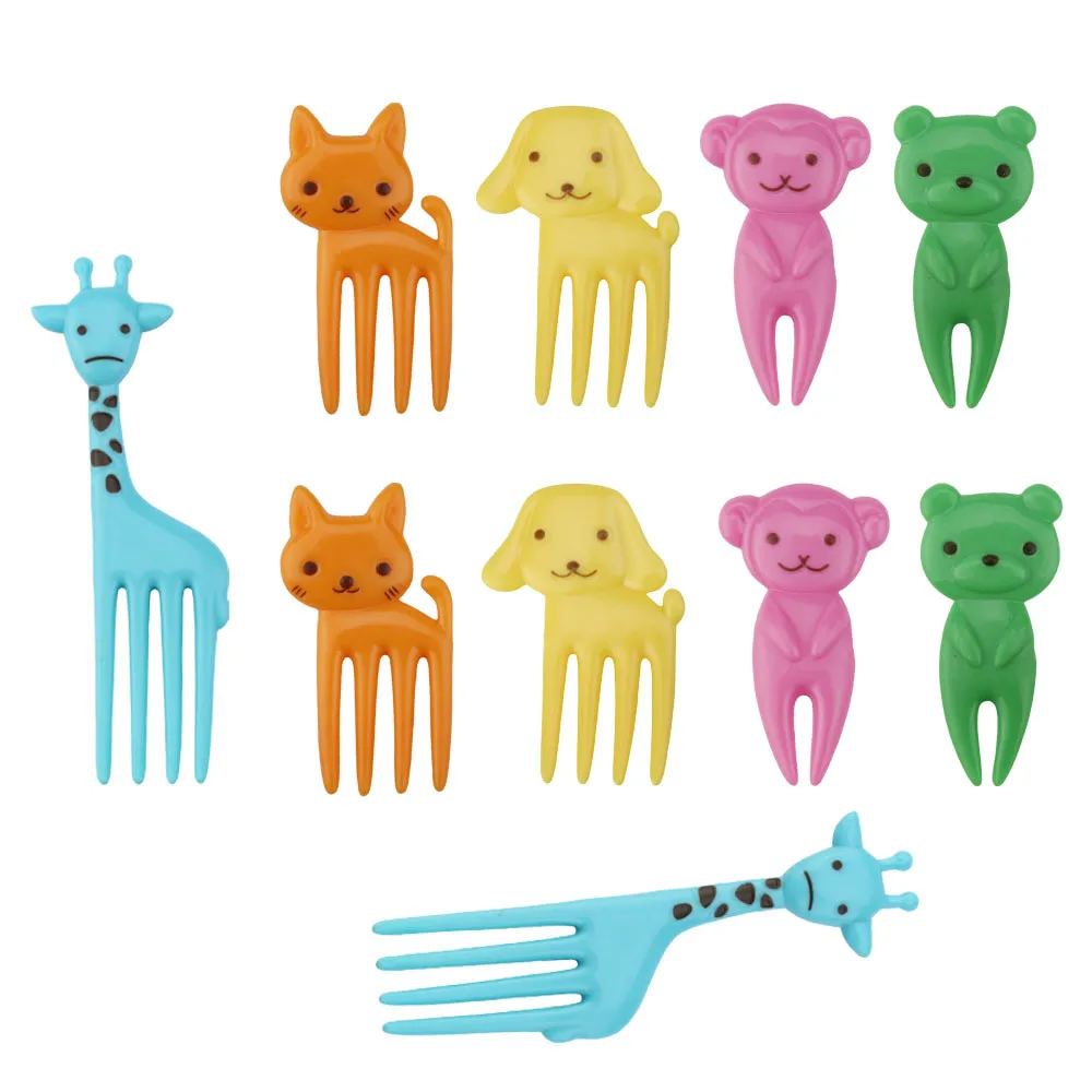 10 pcs Animal Child Fruit Fork Eco Friendly Plastic Easy Decoration