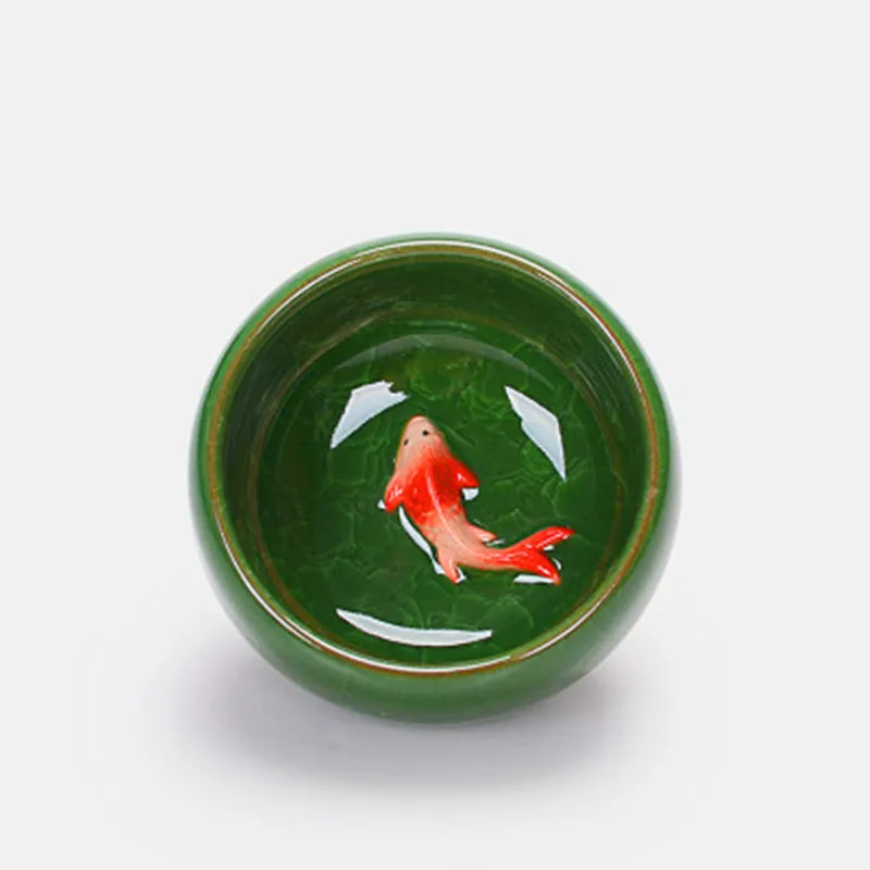 XING KILO Ice cracked glazed 3D carp Teacup colorful fish ceramic cups kung fu tea set 6 colors host cup Kongfu Tea Cup XING KILO Ice cracked glazed 3D carp Teacup colorful fish ceramic cups kung fu tea set 6 colors host cup Kongfu Tea Cup