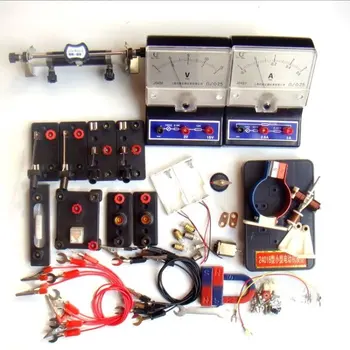 

physic laboratory equipment electrical experiment tools sets AC/DC Ammeter battery ,bulbs ,cable ,motor, rhostat