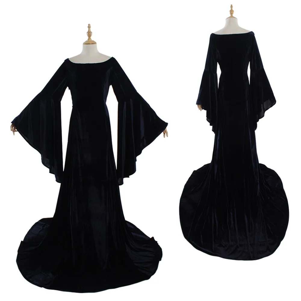 Medieval  Civil Wedding Dress  Adult Women Halloween Party Black Cosplay Costume Custom Made D1010