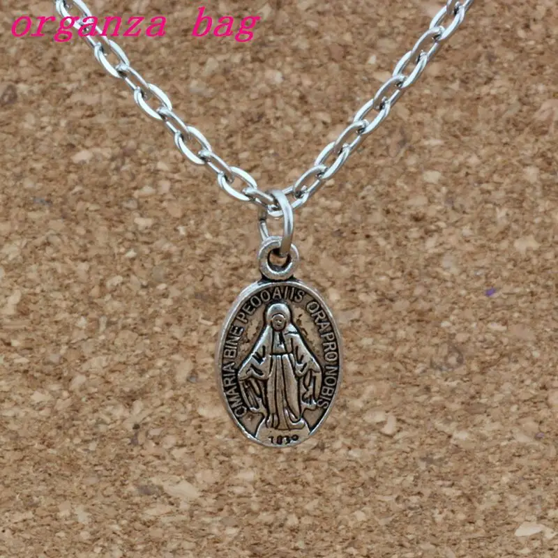

20pcs/lots Antique silver Catholic Icon Religious Medal San Benito Alloy Charms Pendant Necklaces Jewelry DIY 23.6 inches Chains
