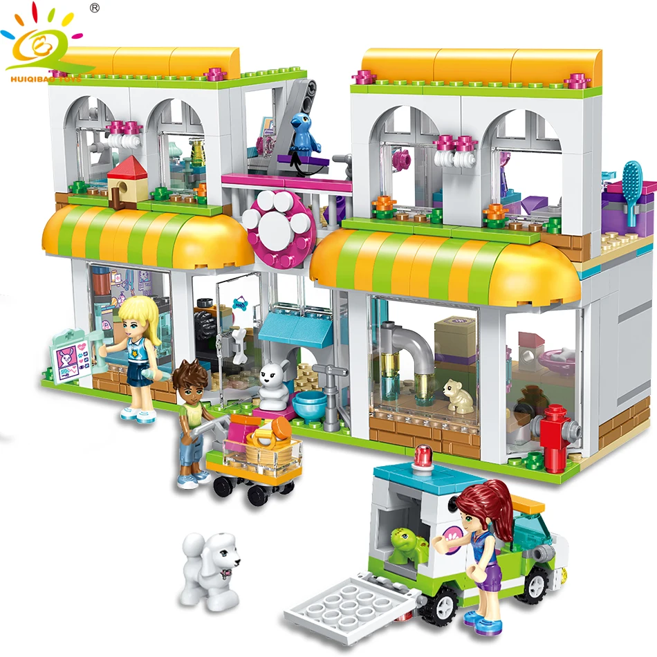 

HUIQIBAO TOYS 491pcs Heartlake City Pet Shop Animal Figures Building Blocks For Girls Compatible Legoed Firends House Brick Kit
