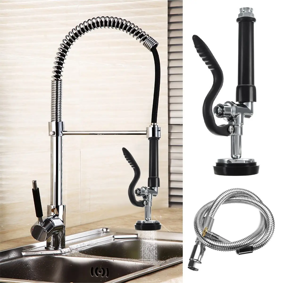 Kitchen Spray Head Swivel Sink Pull Down Pre-Rinse Faucet Tap Sprayer Repalcemen