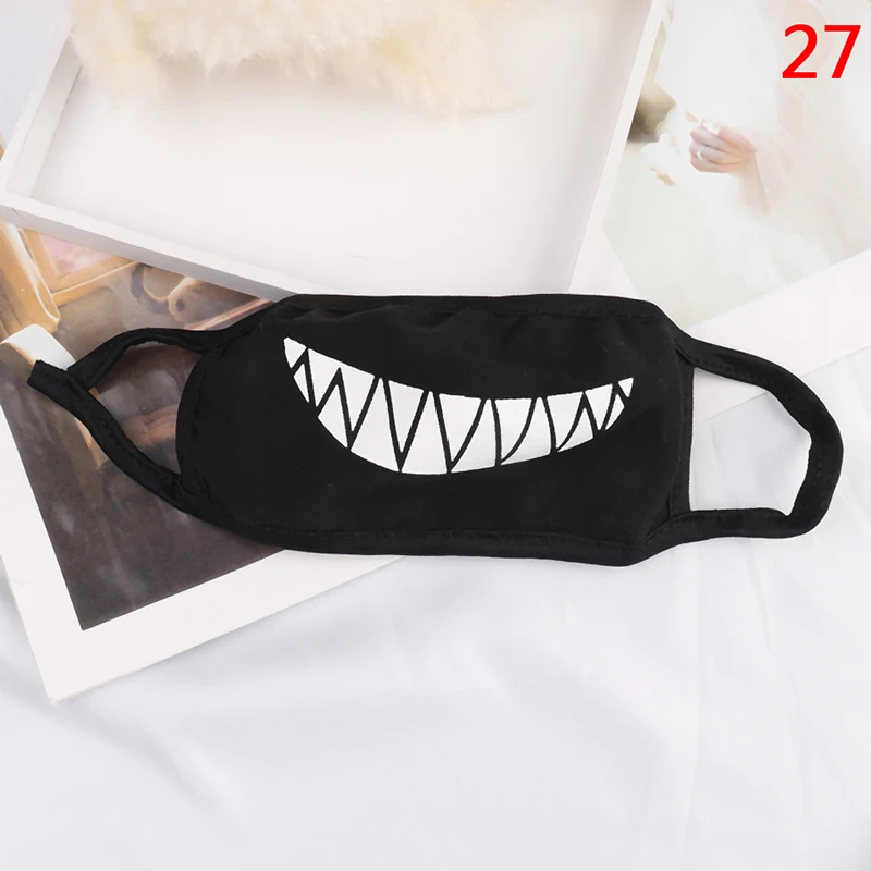 1PCS Anime Cotton Dustproof Mouth Face Mask Unisex Korean Kpop Black Bear Cycling Anti-Dust Cotton Facial Protective Cover Masks - Цвет: N27